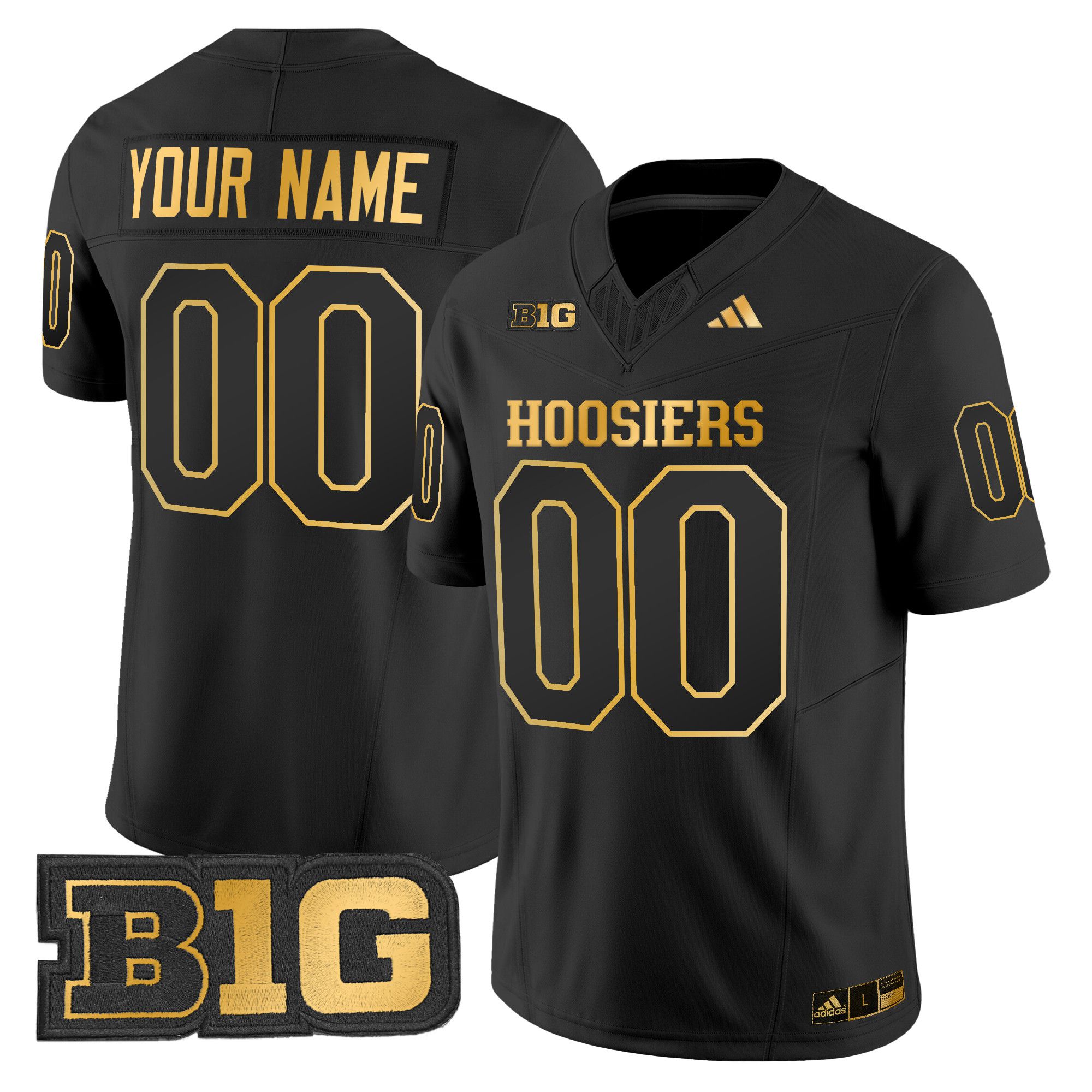Men Indiana Hoosiers Black 2024 Gold Vapor Limited Custom NCAA Jersey style 1->customized ncaa jersey->Custom Jersey